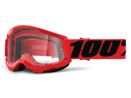 100% Strata 2 Junior Goggle - Clear Lens red
