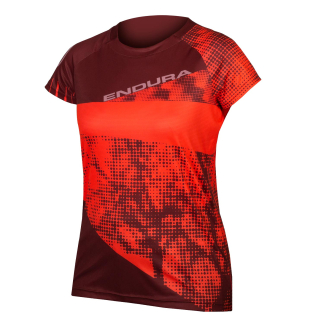 Endura Damen SingleTrack Dots T-Shirt LTD Hi-Viz Koralle