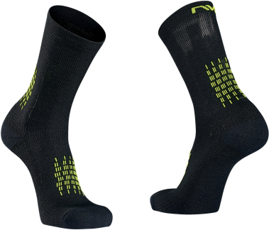 Northwave Fast Winter High Sock Black/Yellow Fluo