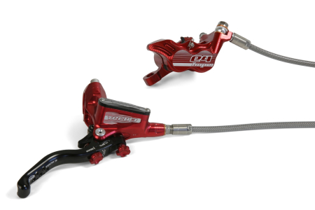 Hope Tech 3 E4 Rear - No Rotor - Red - BRAIDED - R/H