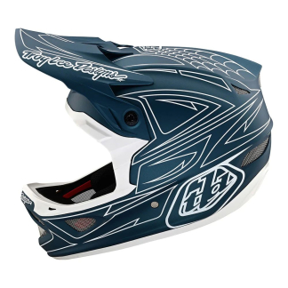 Troy Lee Designs D3 Fiberlite Helmet Spiderstripe Blue