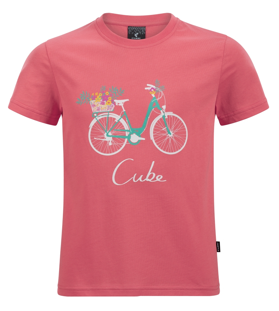 Cube JUNIOR Organic T-Shirt Floral Bike