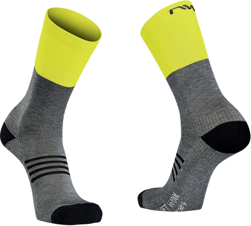 Northwave Extreme Pro High Sock Gray Mel/Yellow